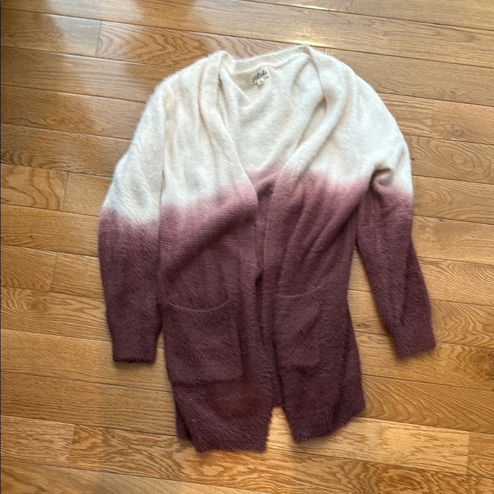 Cream and Purple Ombre Cardigan Sweater